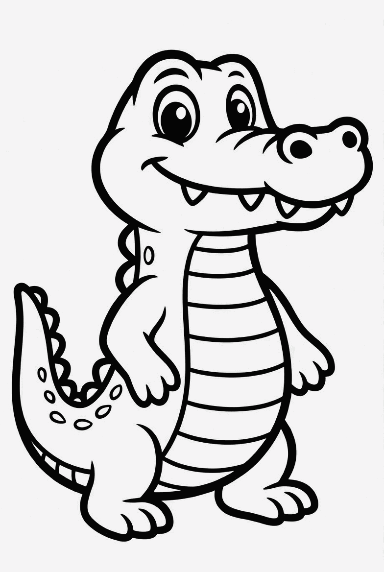 Alligator colouring page to print and colour in