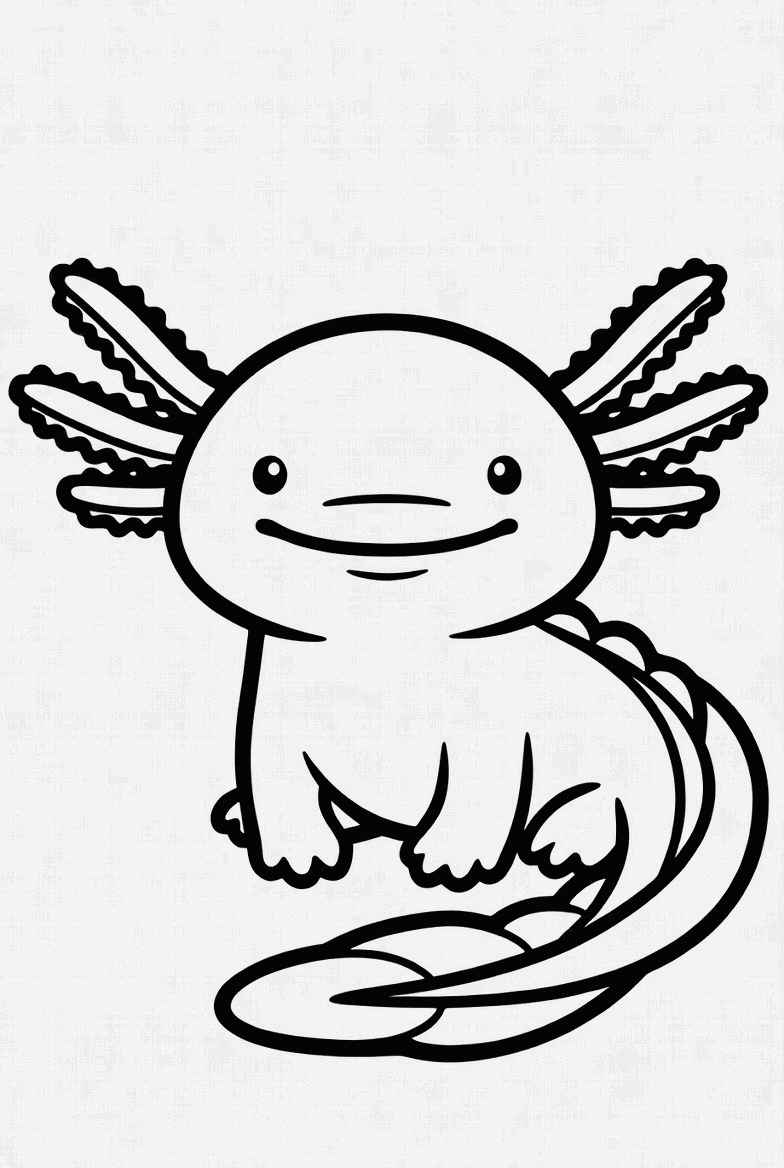 Axolotl colouring page to print and colour in