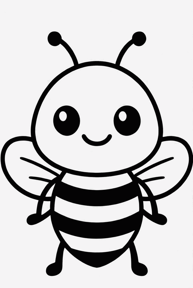 Bee colouring page to print and colour in