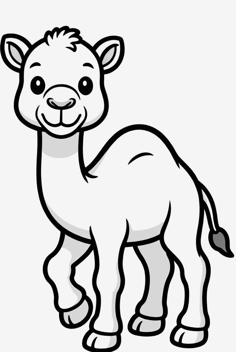Camel colouring page to print and colour in