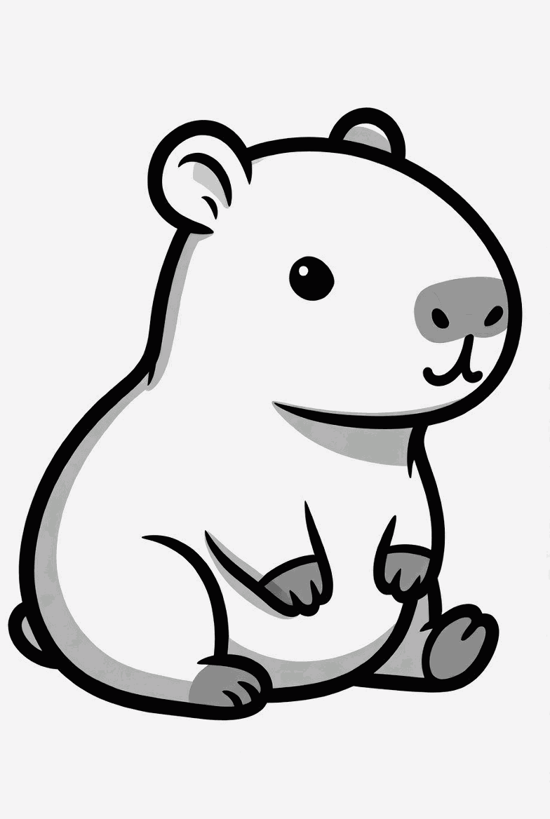 Capybara colouring page to print and colour in