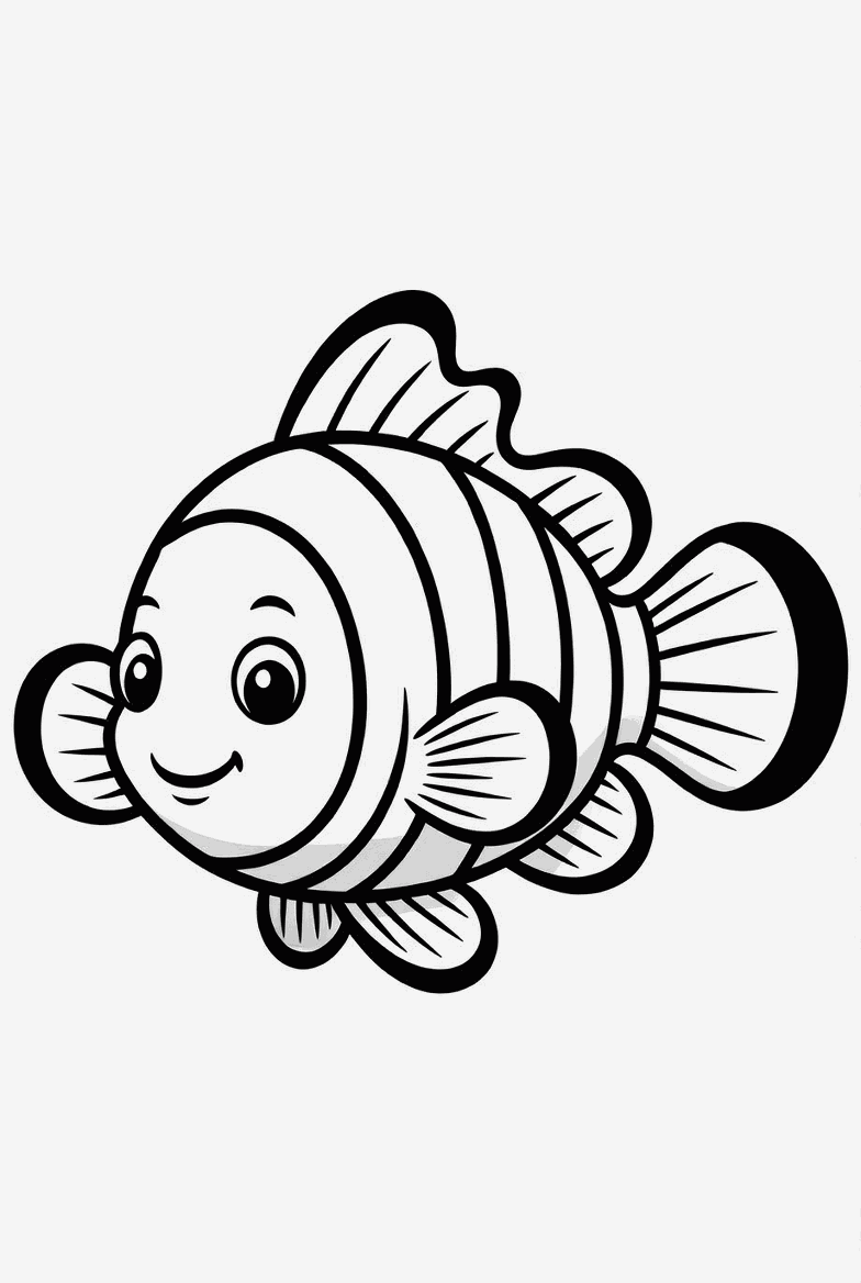Clownfish colouring page to print and colour in