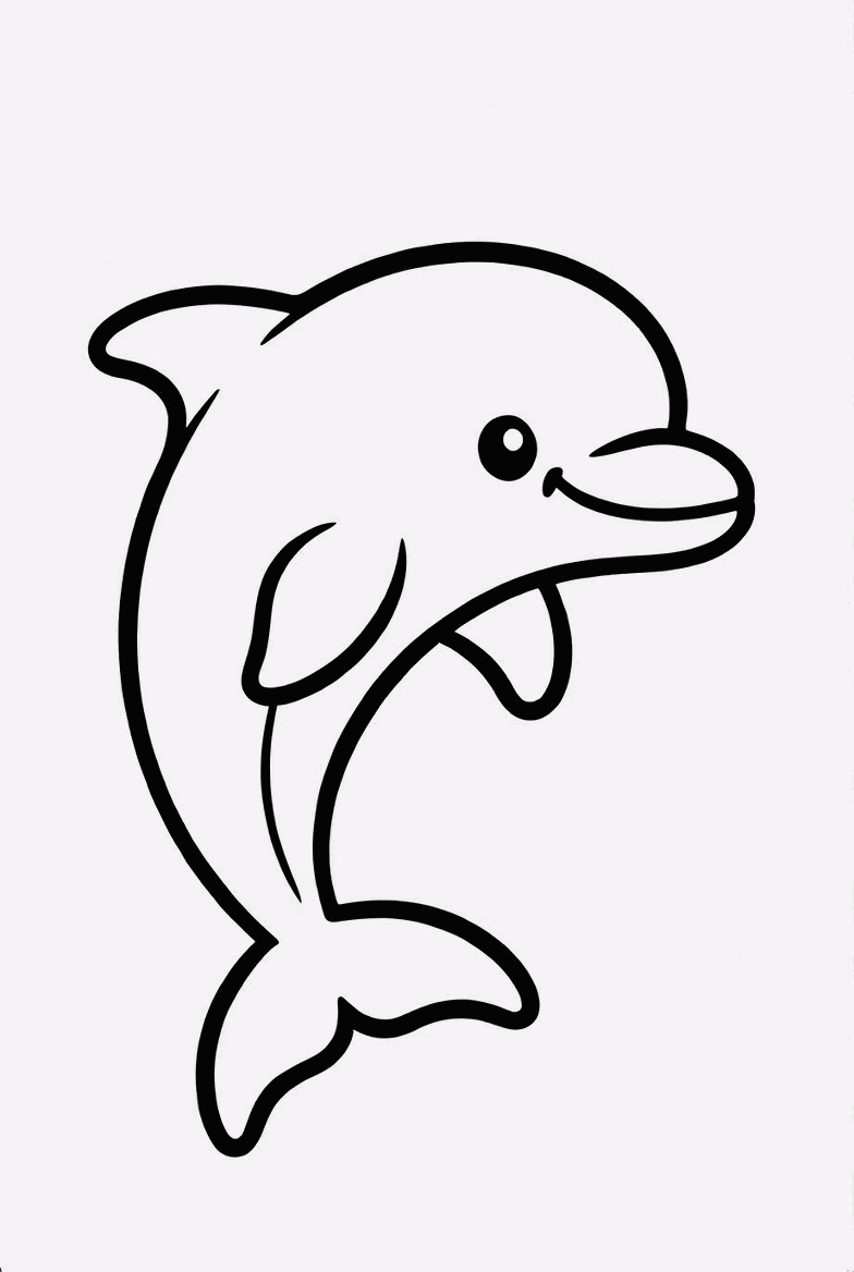 Dolphin colouring page to print and colour in