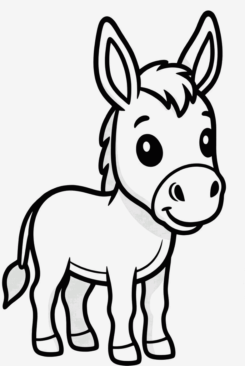 Donkey colouring page to print and colour in