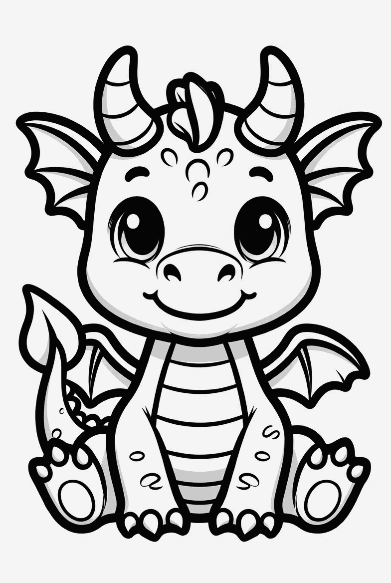 Dragon colouring page to print and colour in