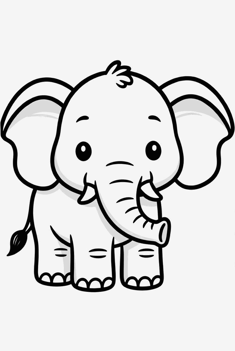 Elephant colouring page to print and colour in