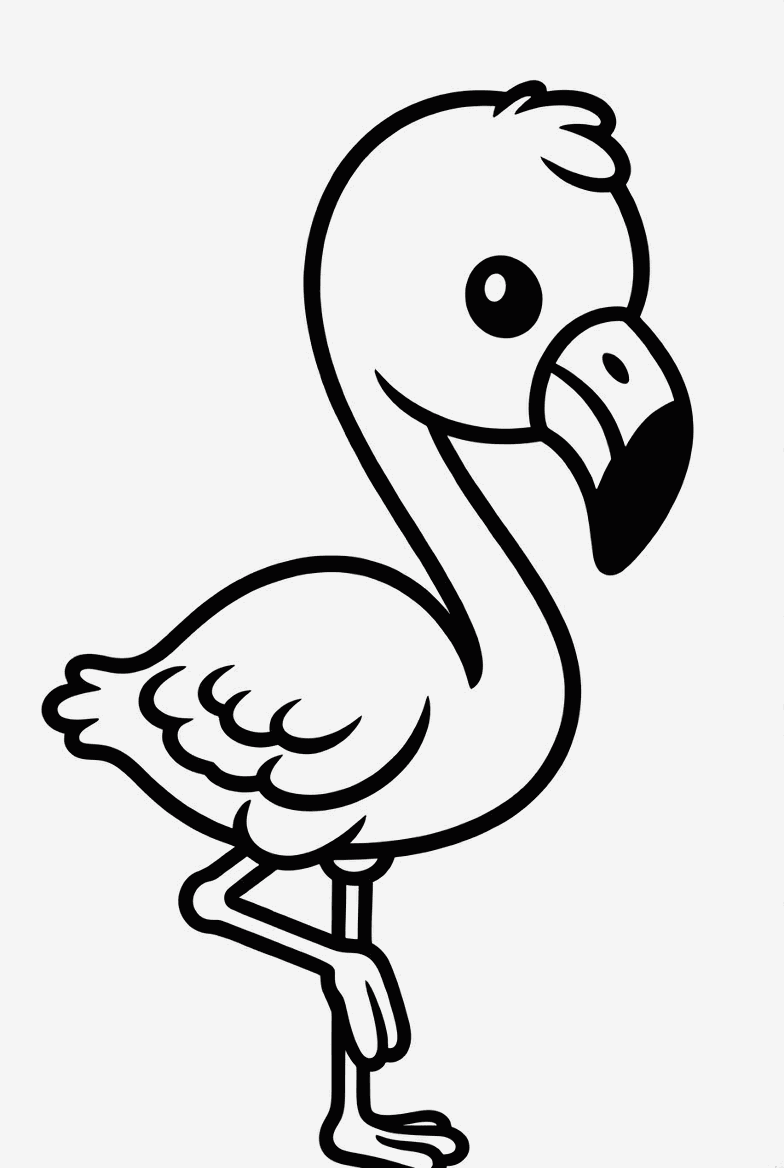 Flamingo colouring page to print and colour in