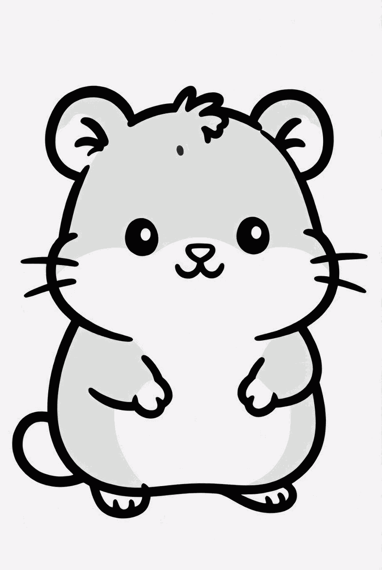 Hamster colouring page to print and colour in