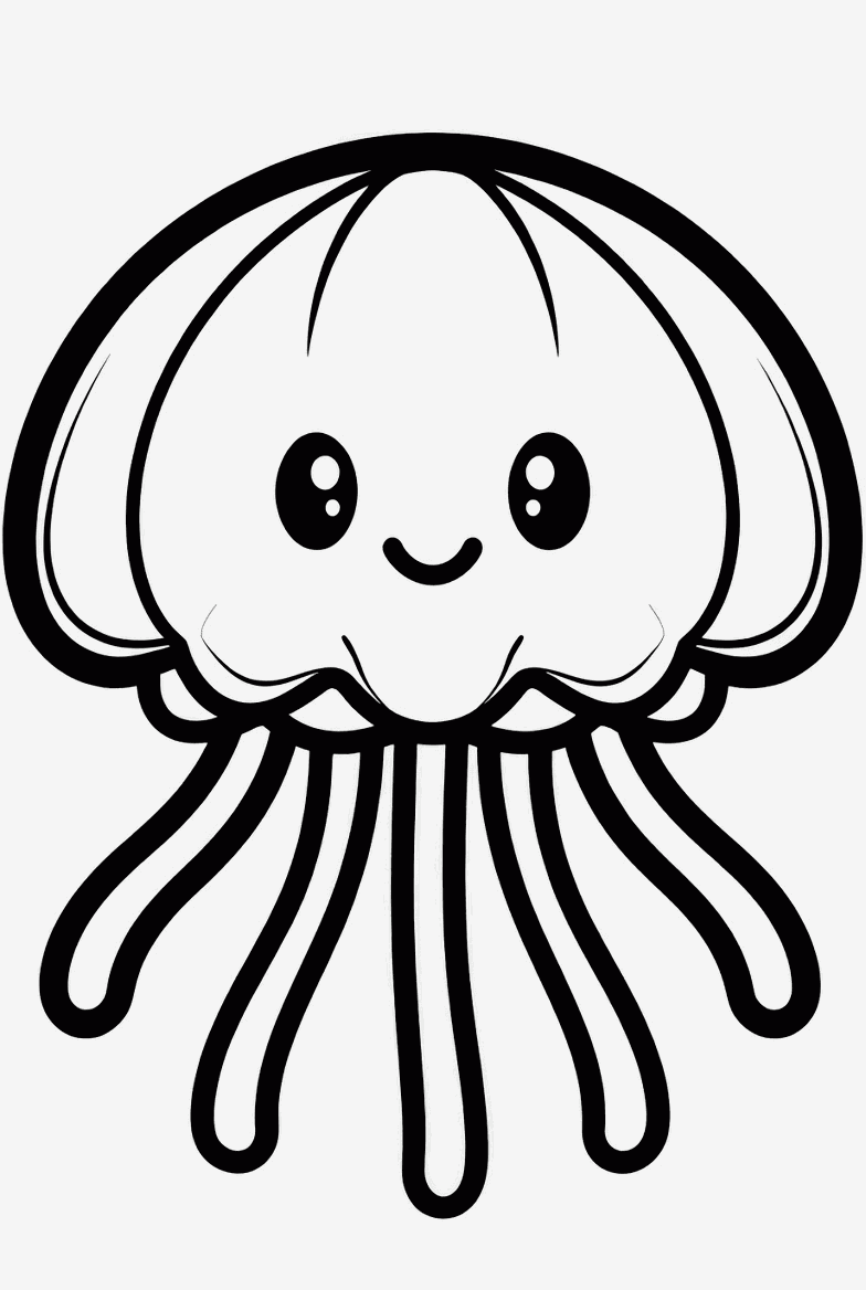 Jellyfish colouring page to print and colour in