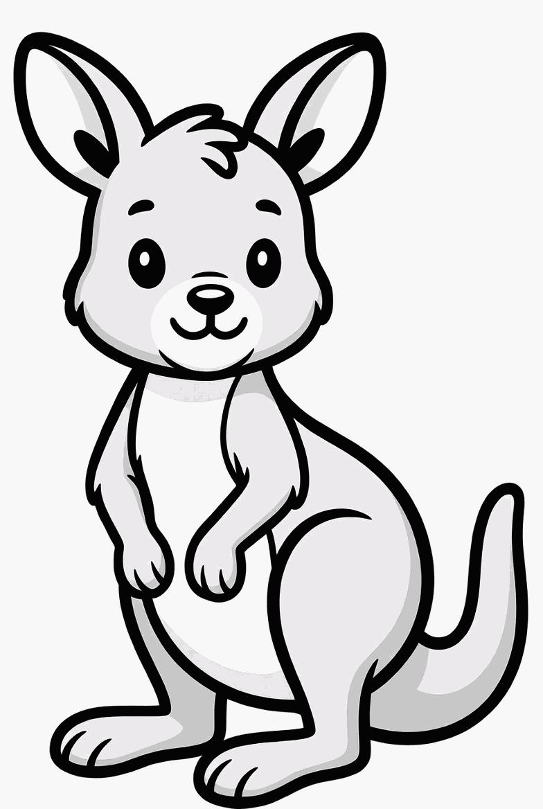 Kangaroo colouring page to print and colour in