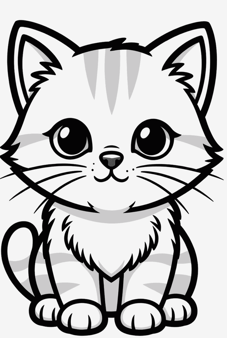 Kitten colouring page to print and colour in
