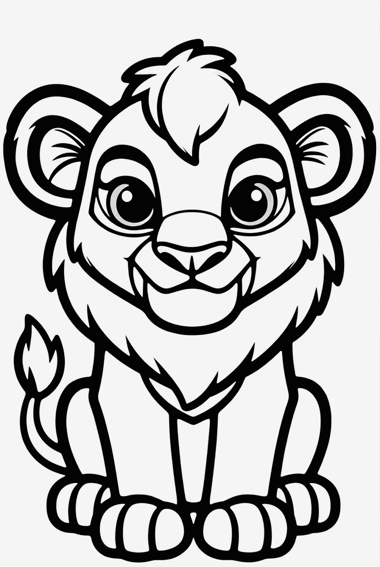 Lion colouring page to print and colour in