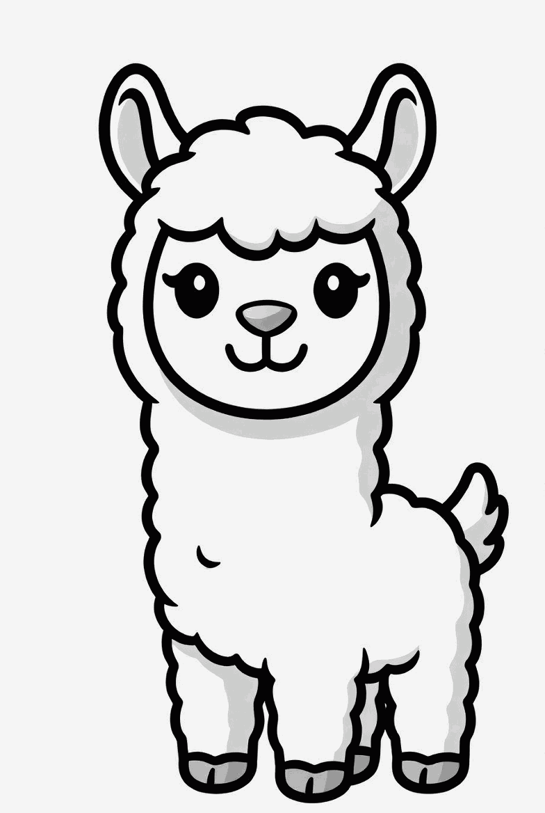 Llama colouring page to print and colour in