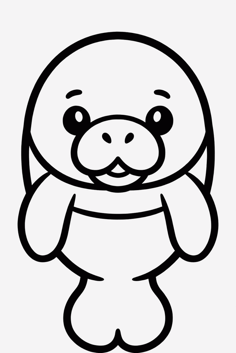 Manatee colouring page to print and colour in