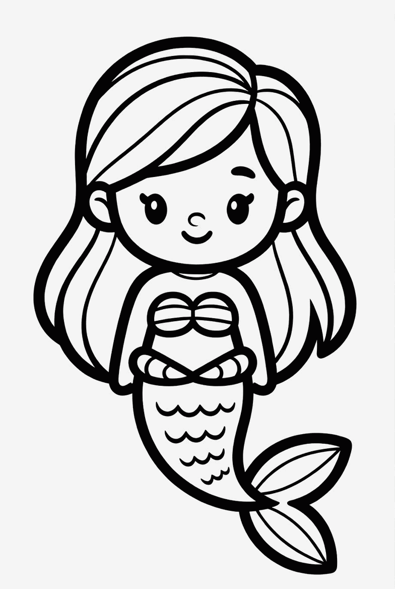 Mermaid colouring page to print and colour in