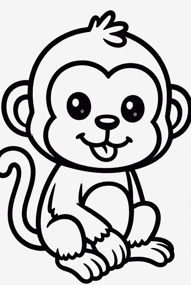 Monkey colouring page to print and colour in