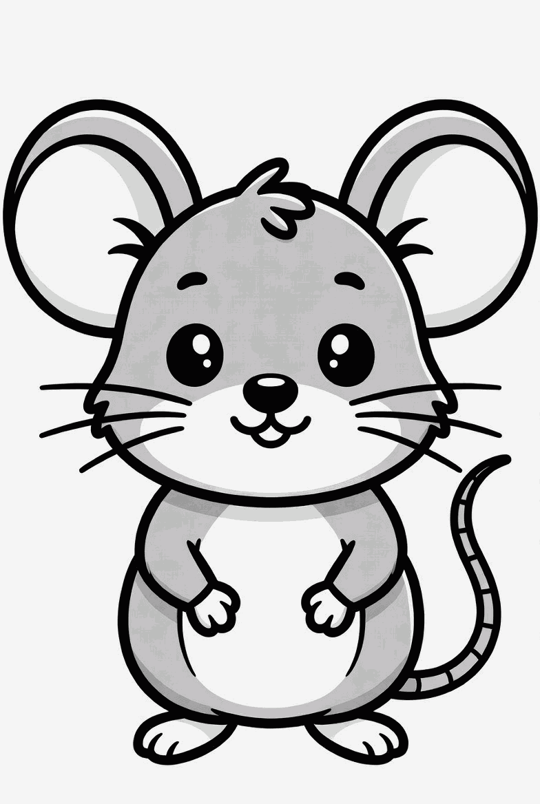 Mouse colouring page to print and colour in