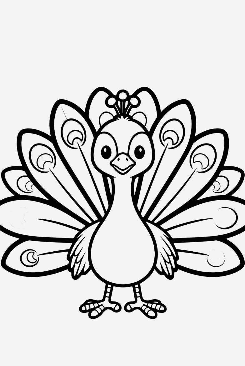 Peacock colouring page to print and colour in
