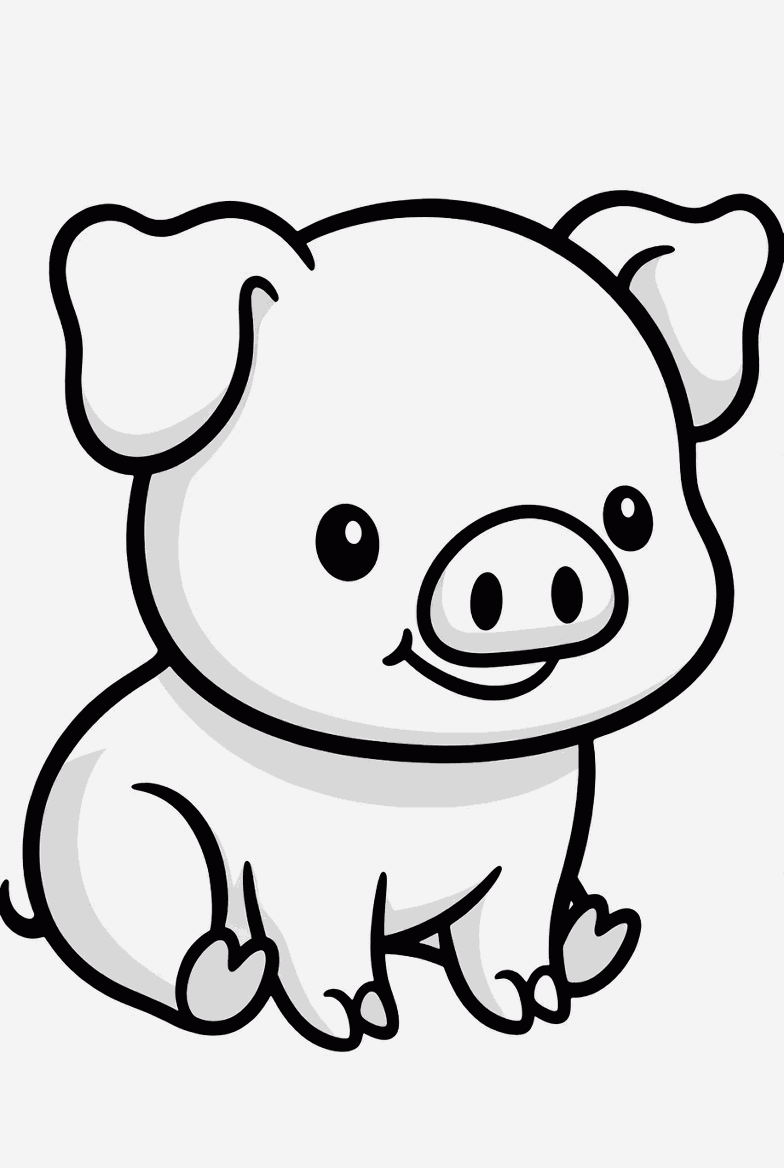 Pig colouring page to print and colour in