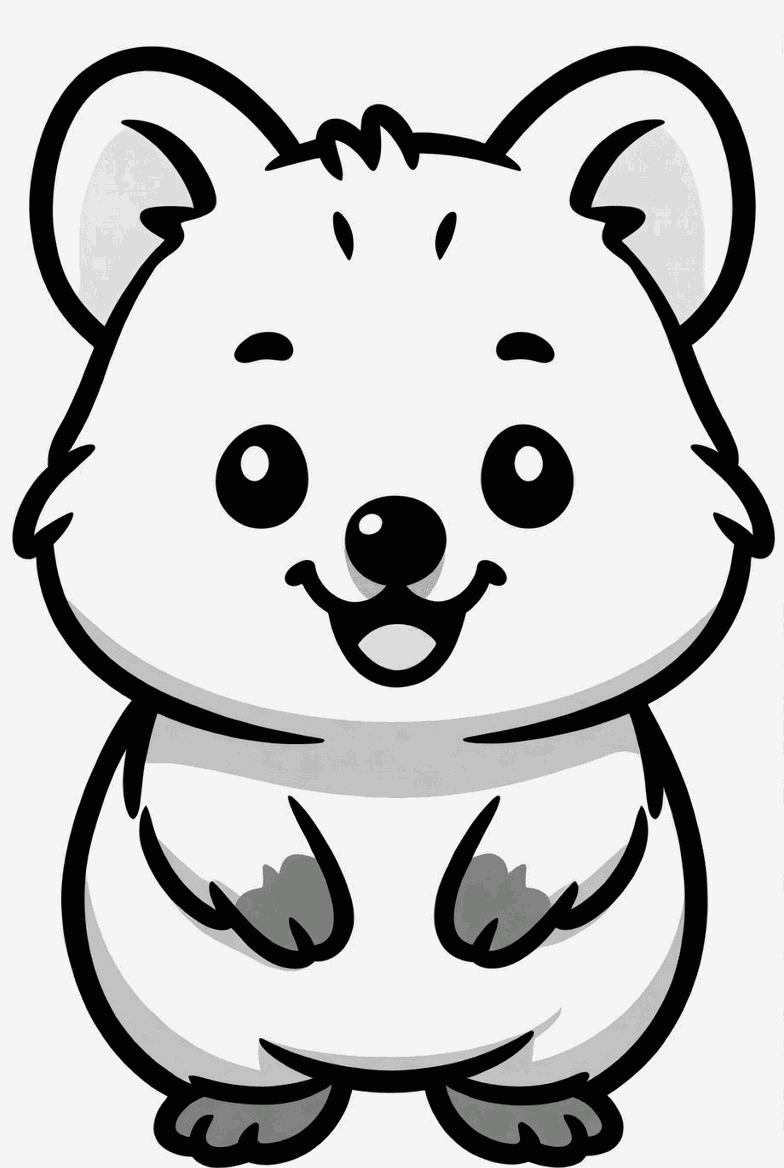 Quokka colouring page to print and colour in