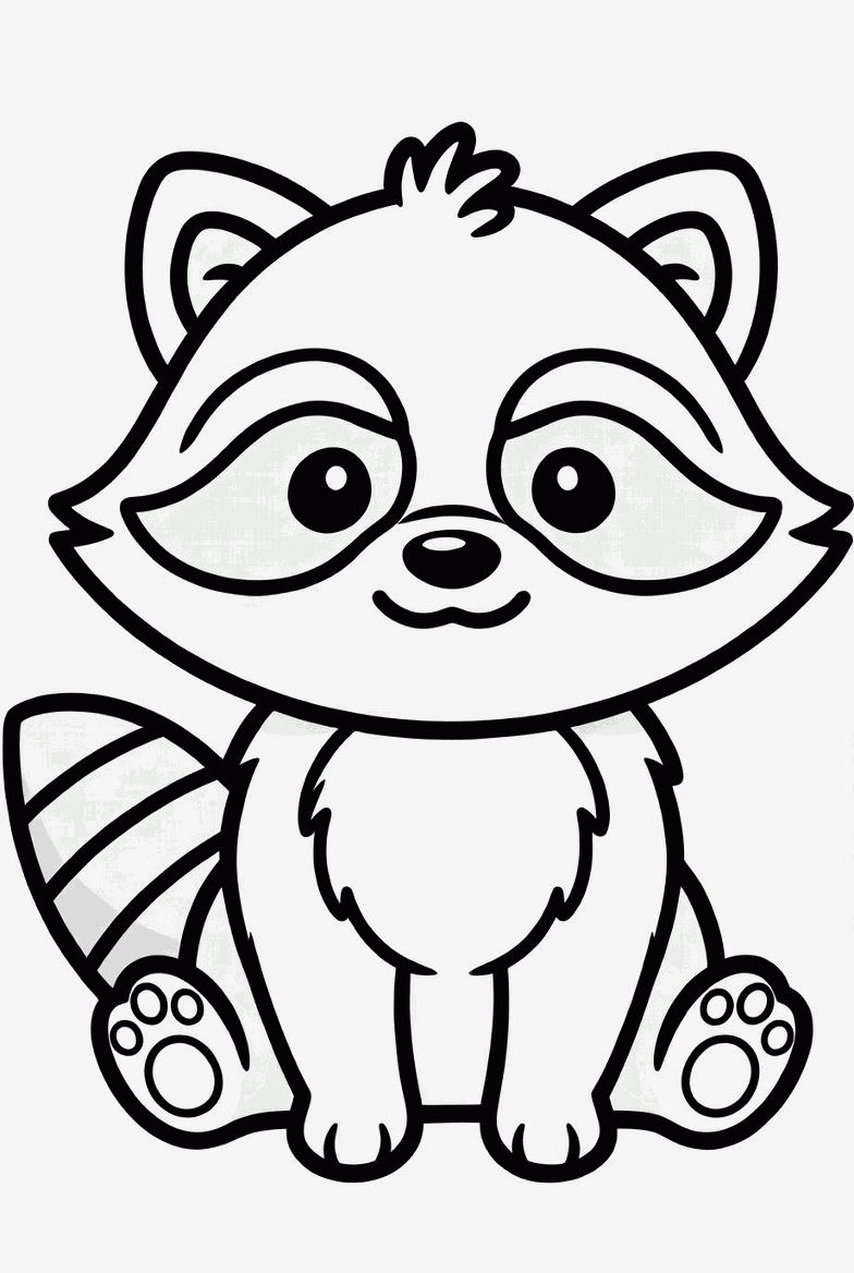 Raccoon colouring page to print and colour in
