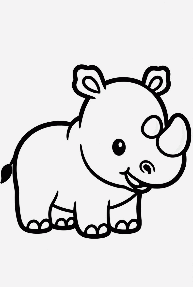 Rhino colouring page to print and colour in