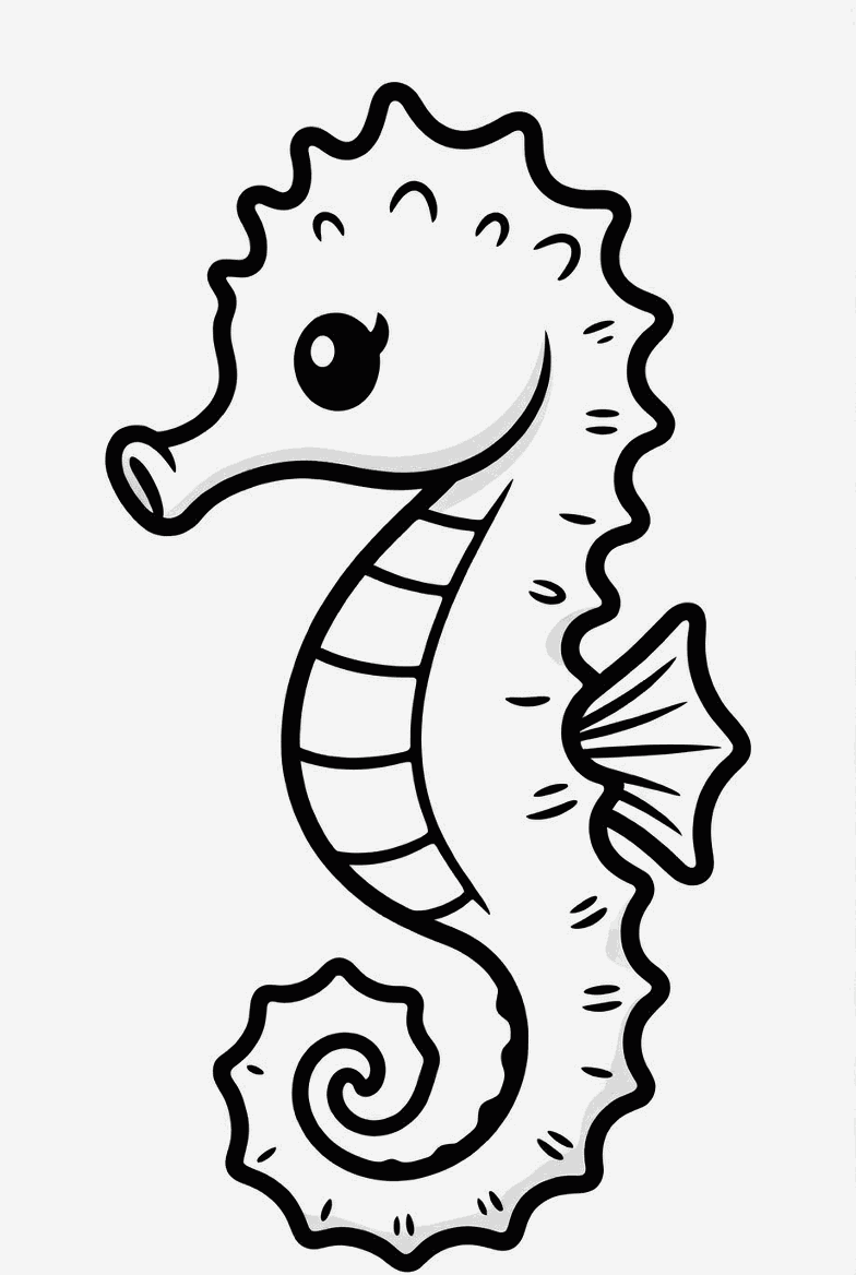 Seahorse colouring page to print and colour in