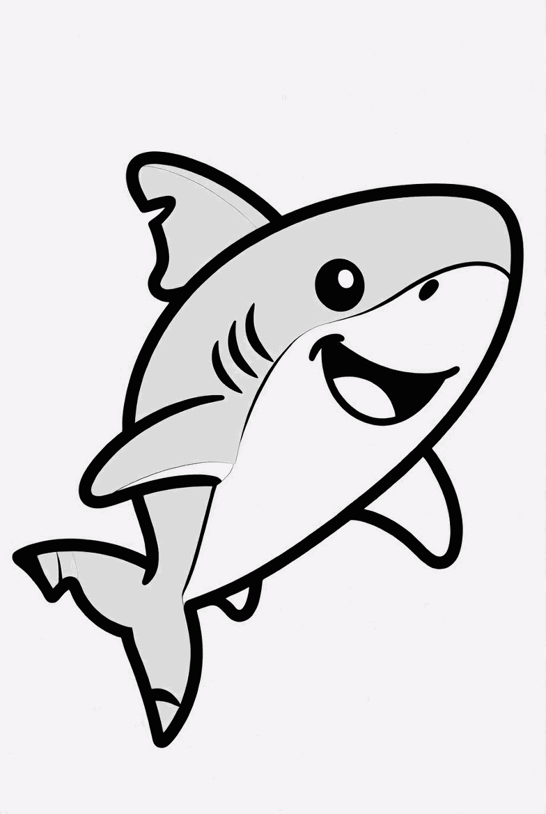 Shark colouring page to print and colour in