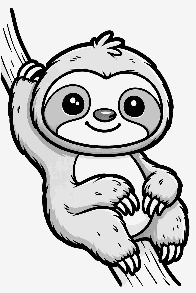 Sloth colouring page to print and colour in