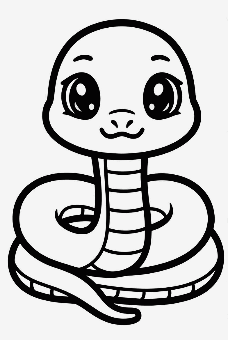 Snake colouring page to print and colour in