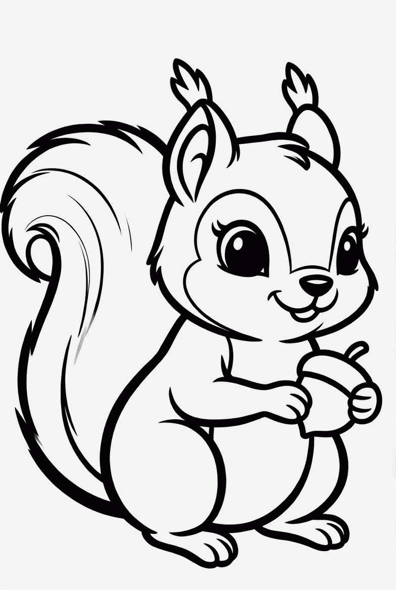 Squirrel colouring page to print and colour in