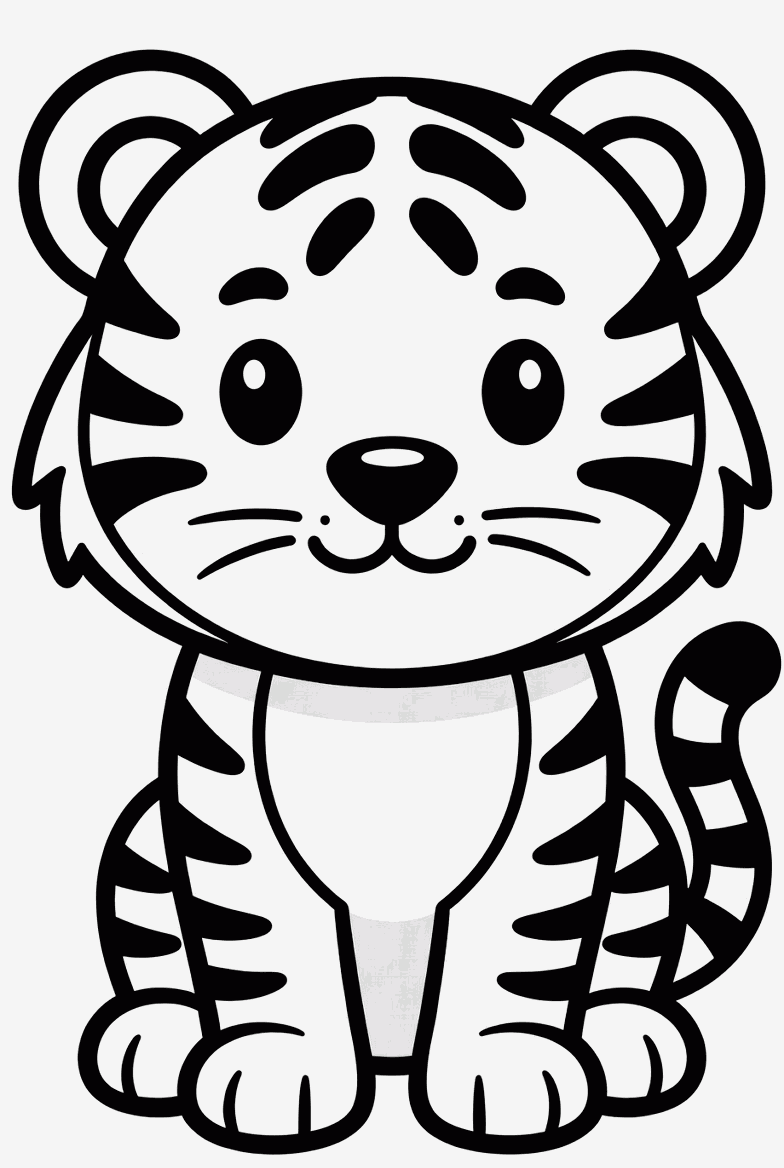 Tiger colouring page to print and colour in